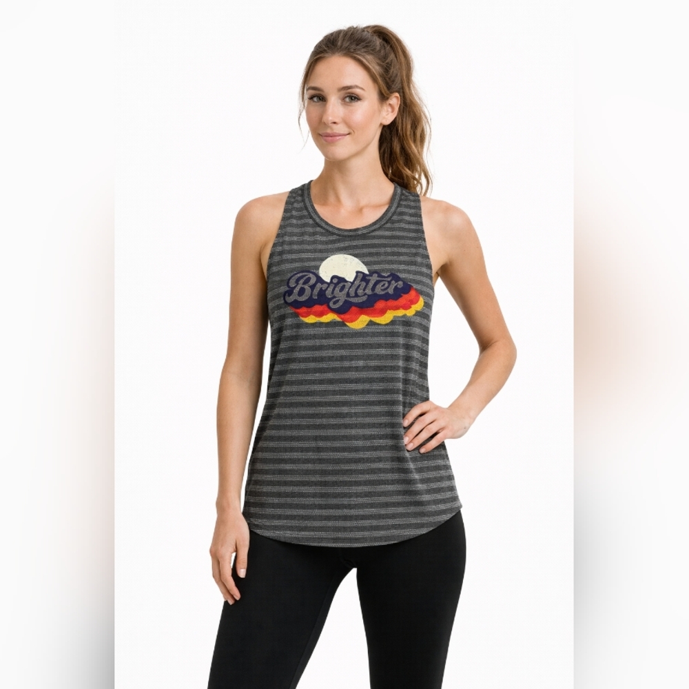 Zyia Striped Gray Havana Tank Top
